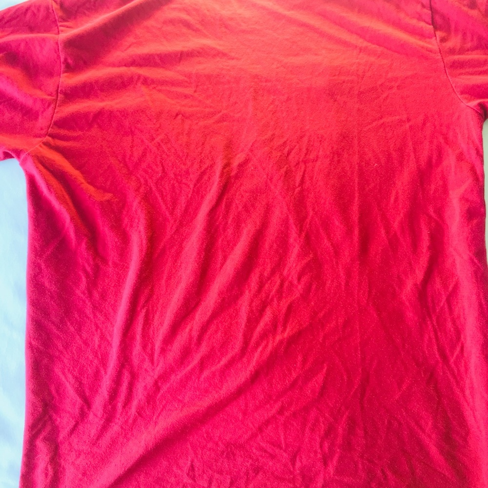 Red with white font short sleeve shirt